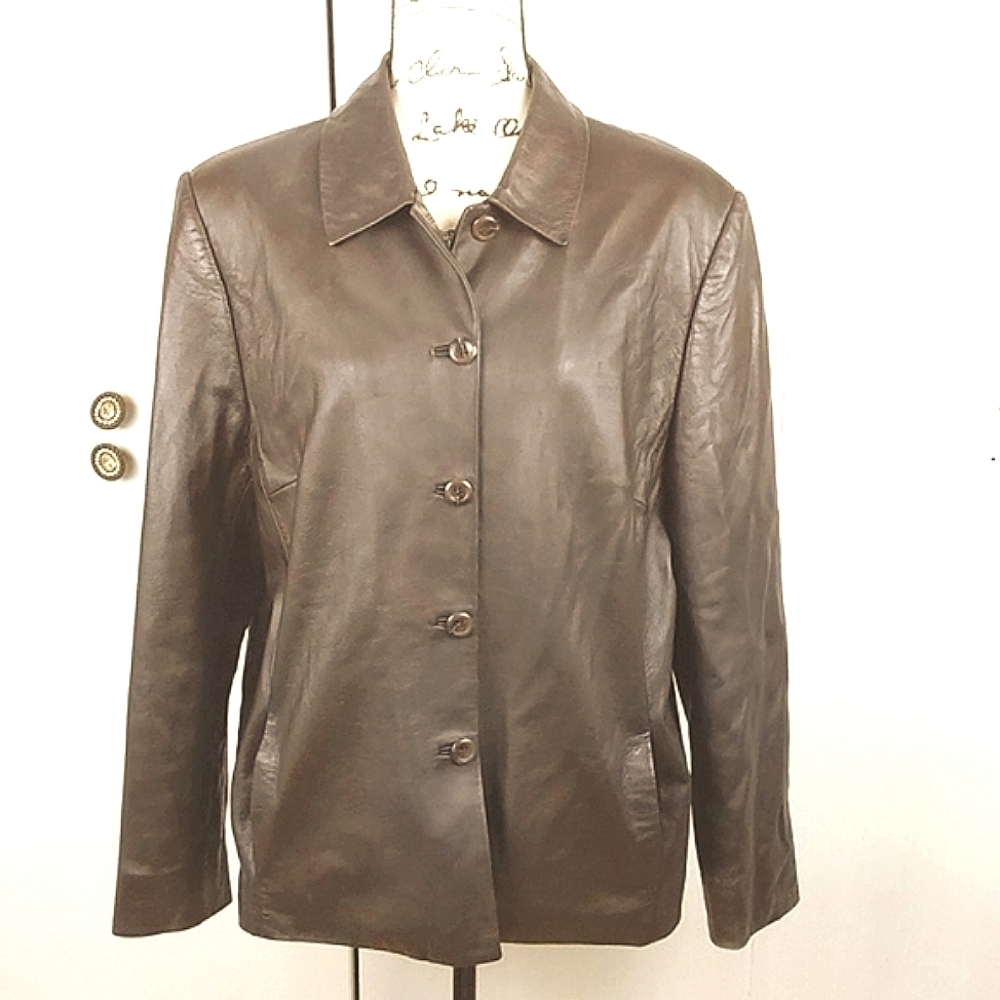 Pendleton Vintage Chocolate Brown Soft Leather Neutral Minimalist Coat Sz.XL